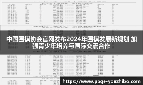 中国围棋协会官网发布2024年围棋发展新规划 加强青少年培养与国际交流合作