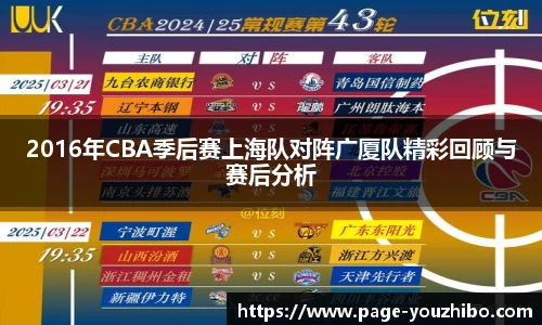 2016年CBA季后赛上海队对阵广厦队精彩回顾与赛后分析